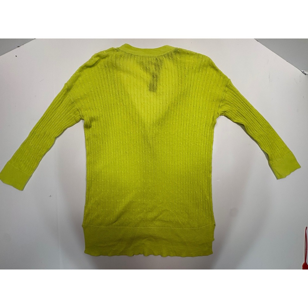 JCP Loden Green Linen Blend V-Neck Cable Knit Cardigan Sweater Womens Medium NWT - Picture 5 of 6